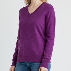Banana Republic Extra Fine Merino Wool V-Neck Sweater Purple Women's Size Large